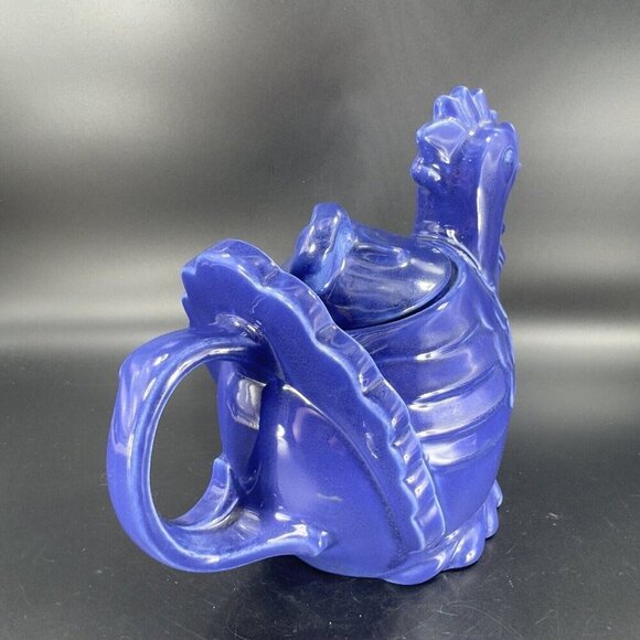 RED WING Pottery Cobalt Blue Hen Chicken Teapot Carafe USA Made Ceramic Vintage - Picture 16 of 16